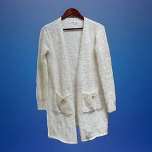 Brooksfield Women's Furry Cream Cardigan Sz Medium